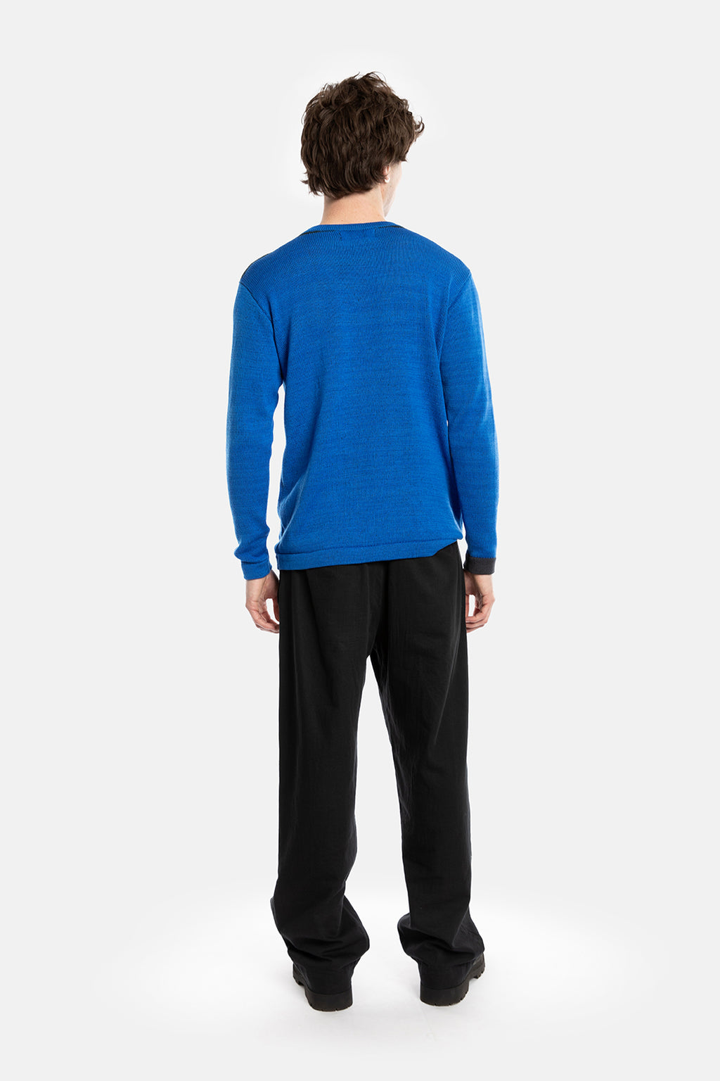 ENO trui blauwe katoen en merino wol