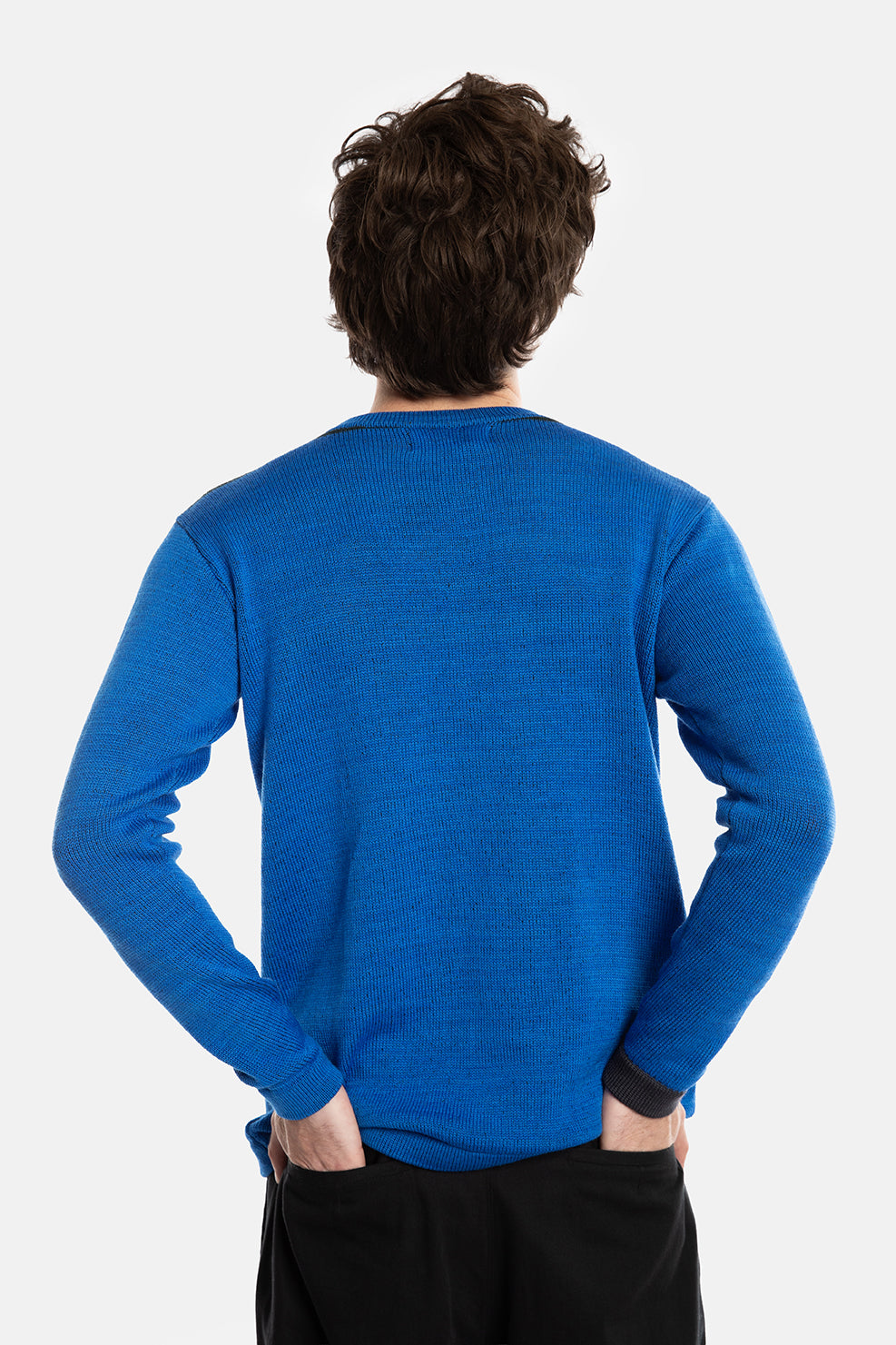 ENO trui blauwe katoen en merino wol