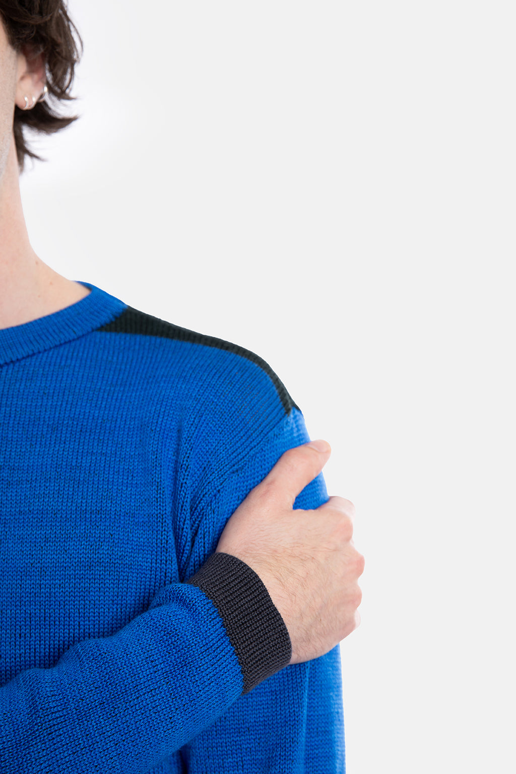 ENO trui blauwe katoen en merino wol