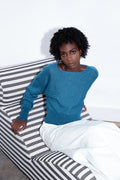 BILLIE trui petrol blauwe mohair