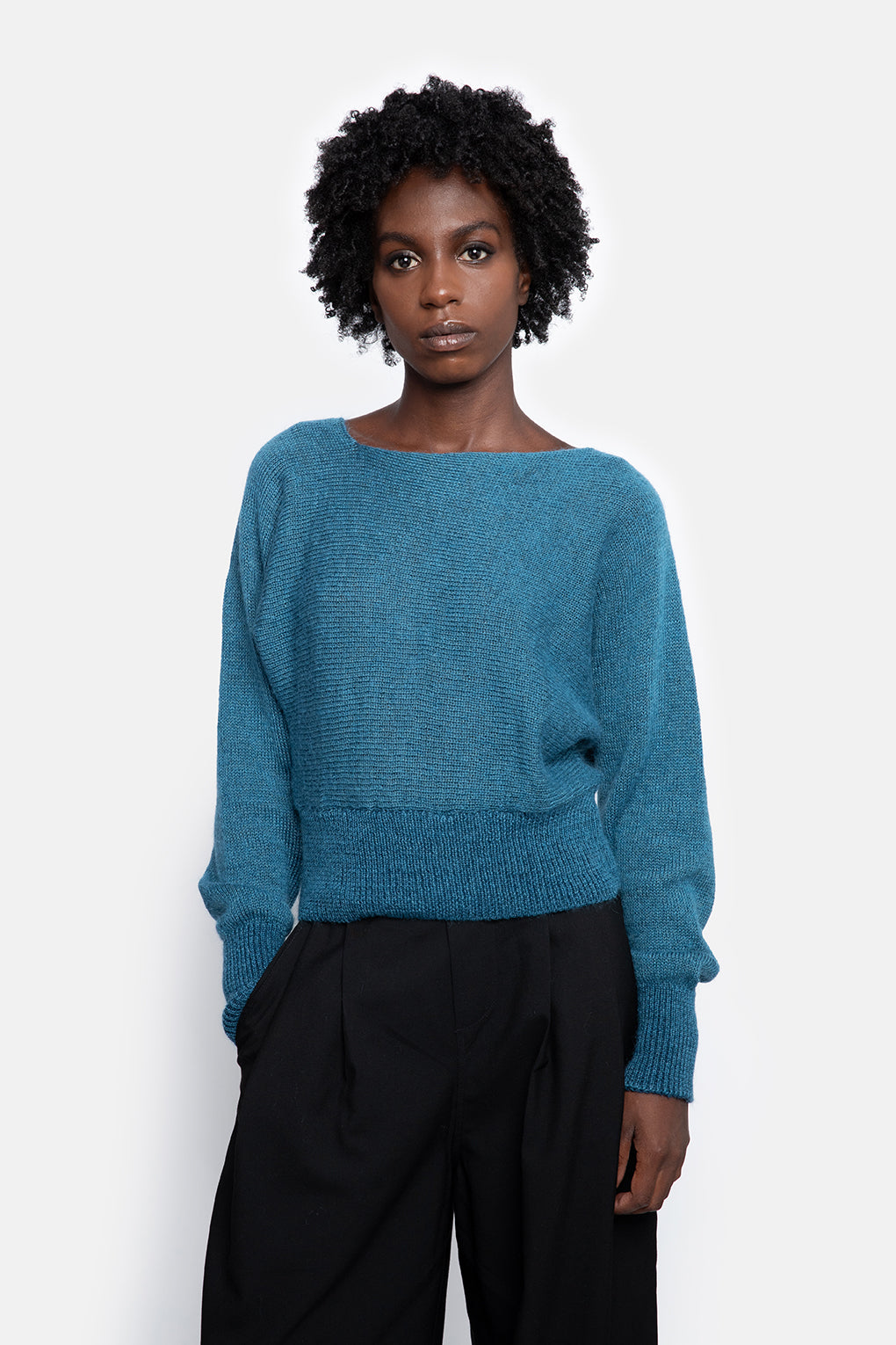 BILLIE trui petrol blauwe mohair
