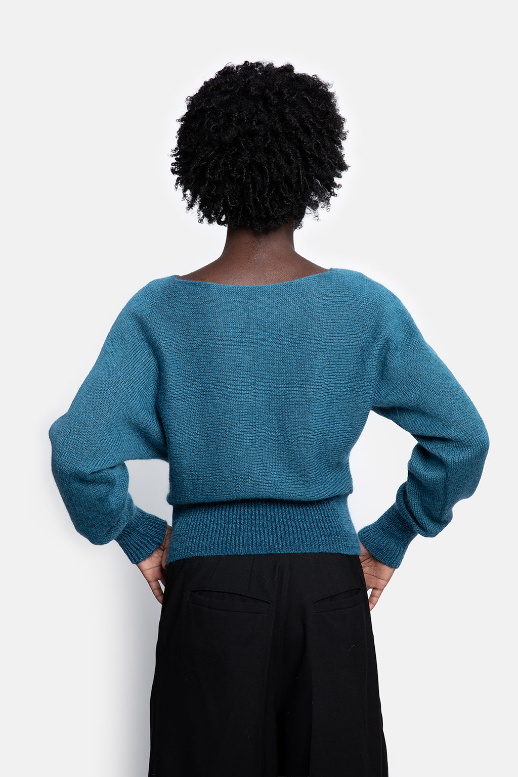 BILLIE trui petrol blauwe mohair