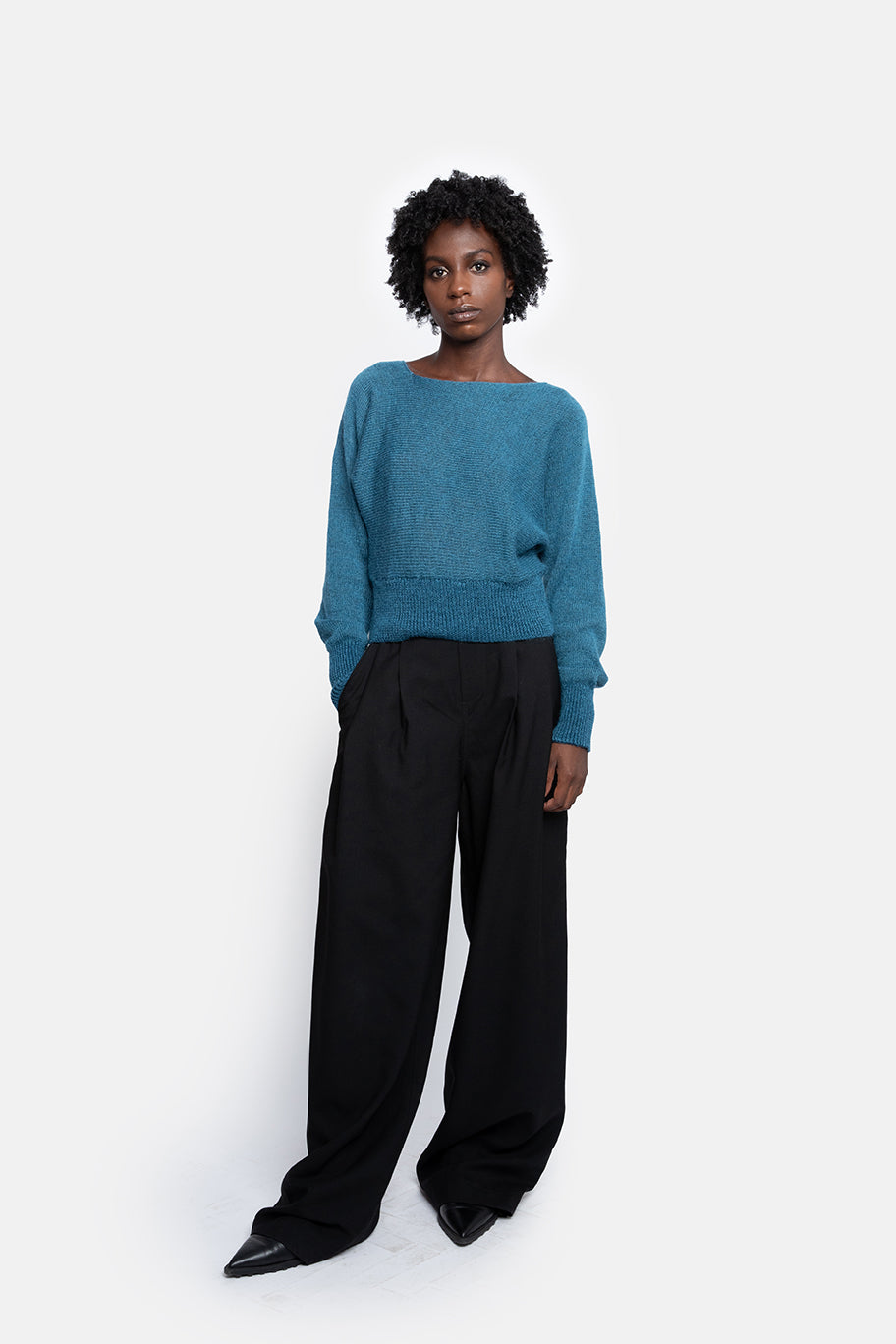 BILLIE trui petrol blauwe mohair