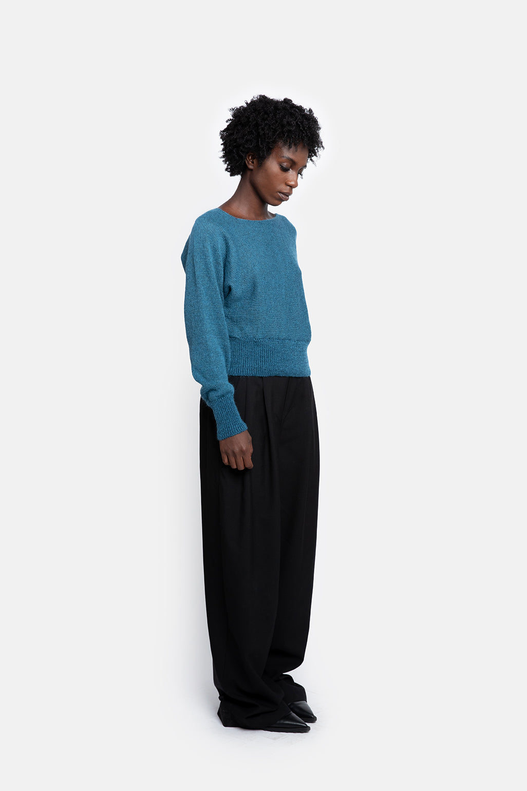 BILLIE trui petrol blauwe mohair