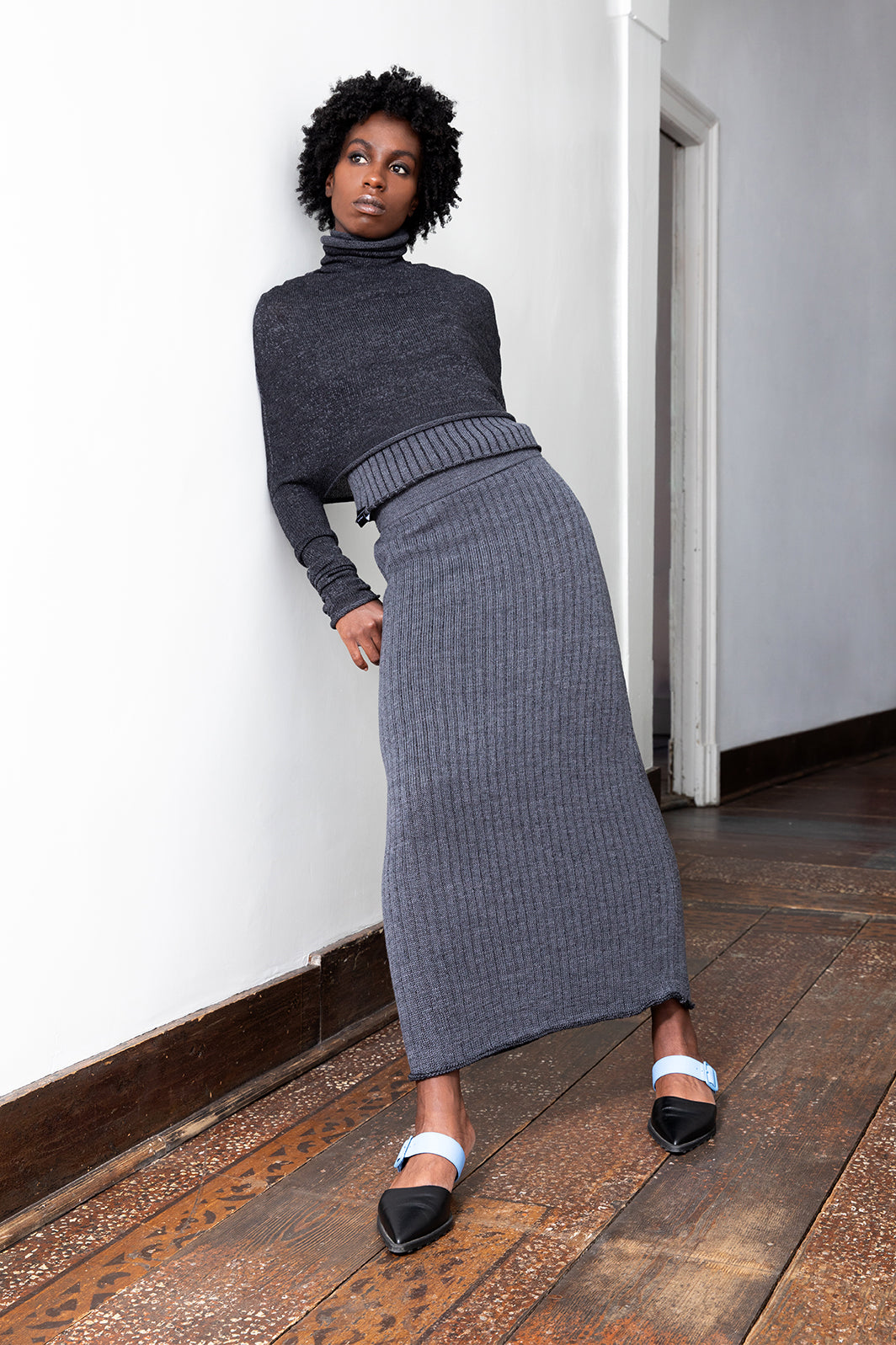 ROXANNE rok grijze katoen en merino