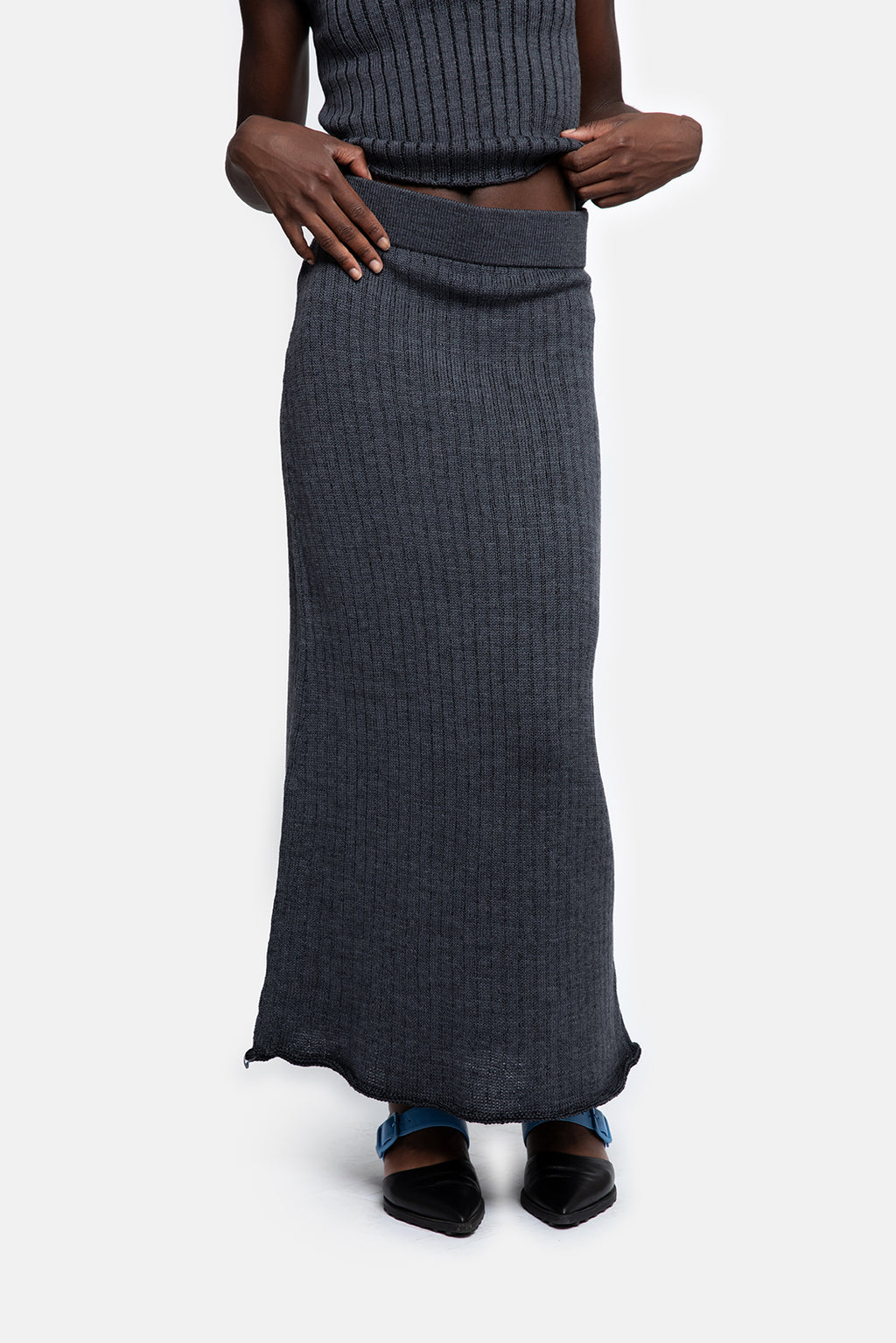 ROXANNE rok grijze katoen en merino