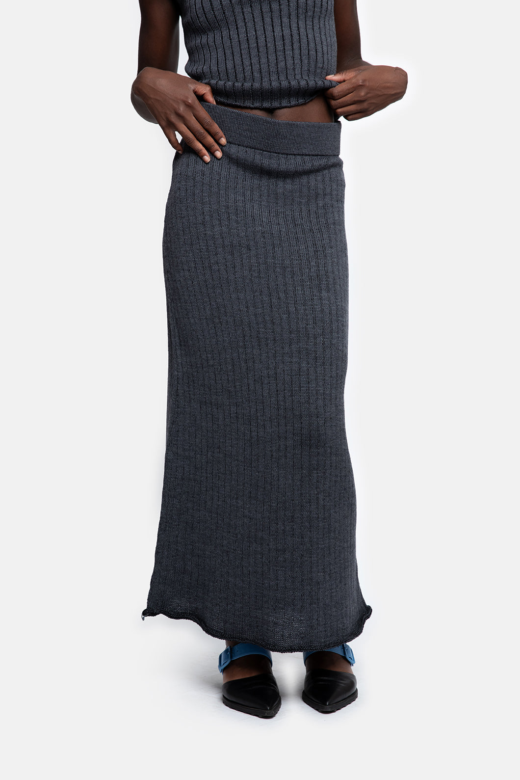 ROXANNE rok grijze katoen en merino