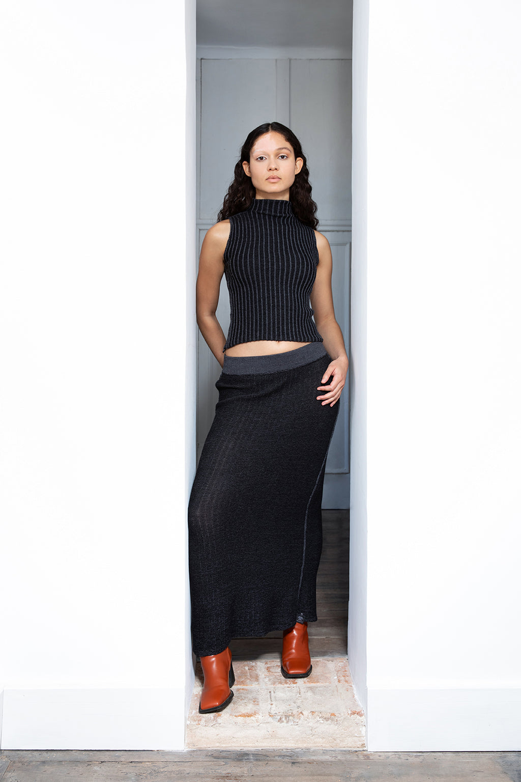 ROXANNE rok grijze katoen en merino