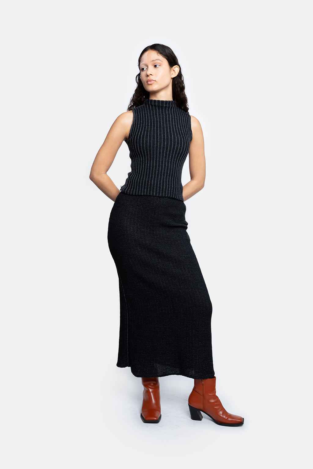 ROXANNE rok grijze katoen en merino