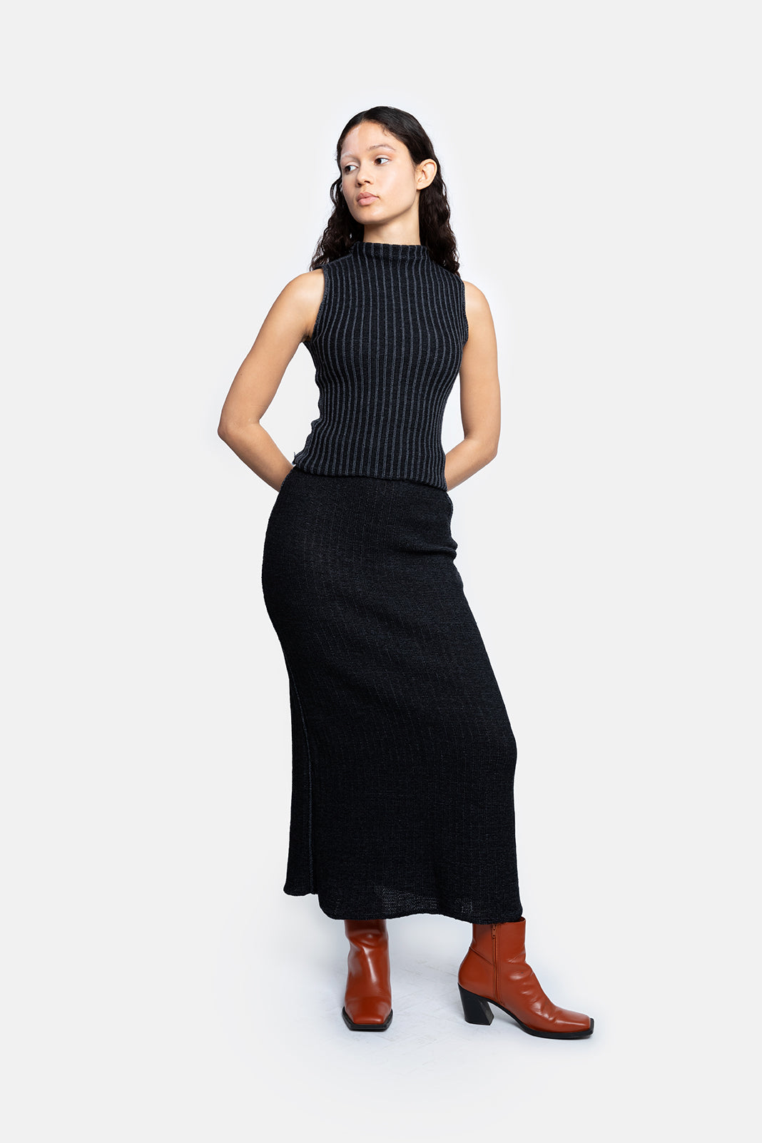 ROXANNE rok grijze katoen en merino