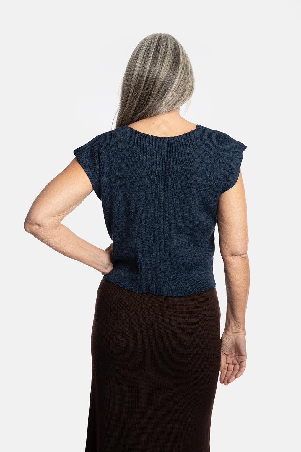 JILL top blauwe katoen