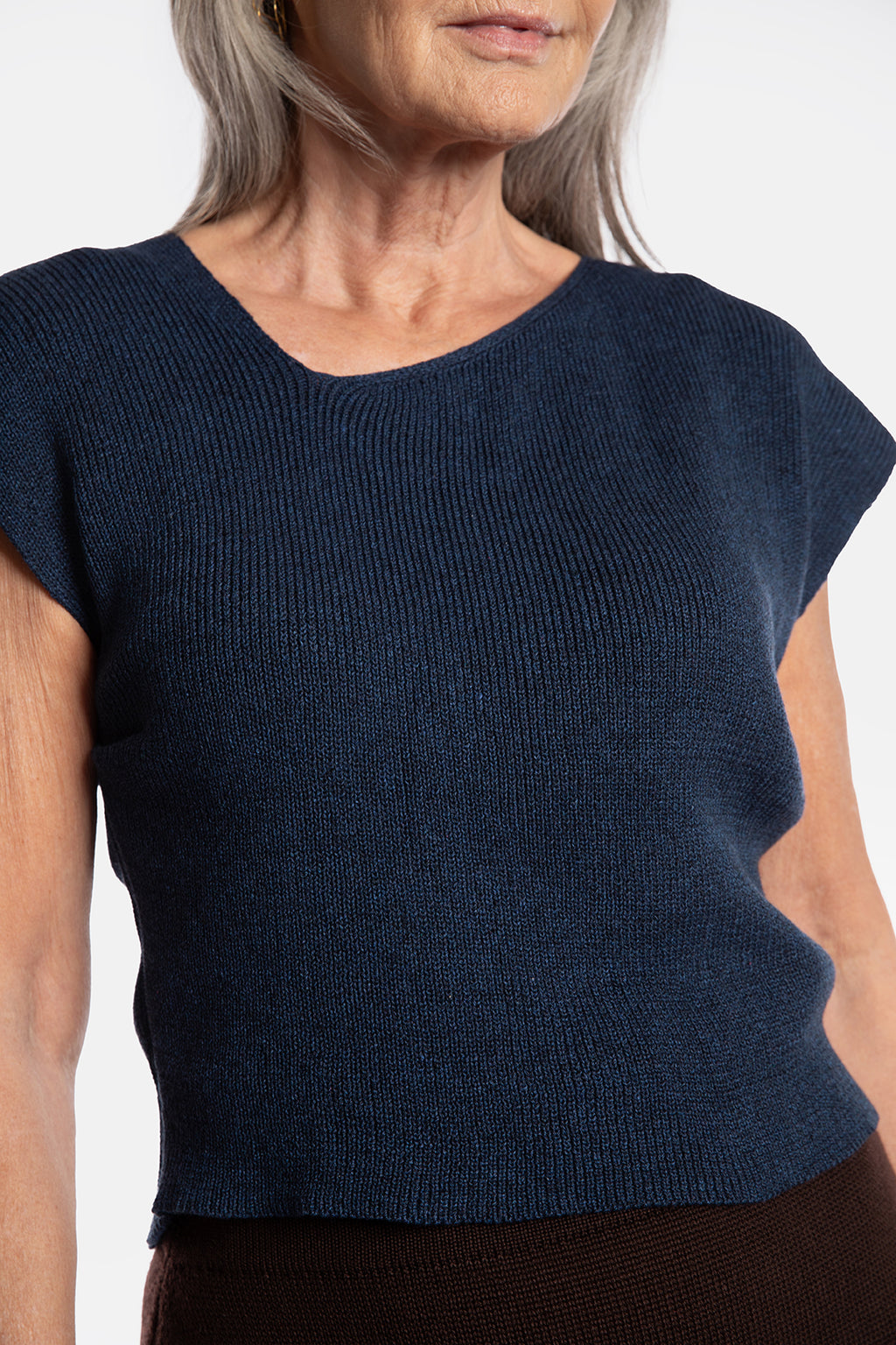 JILL top blauwe katoen