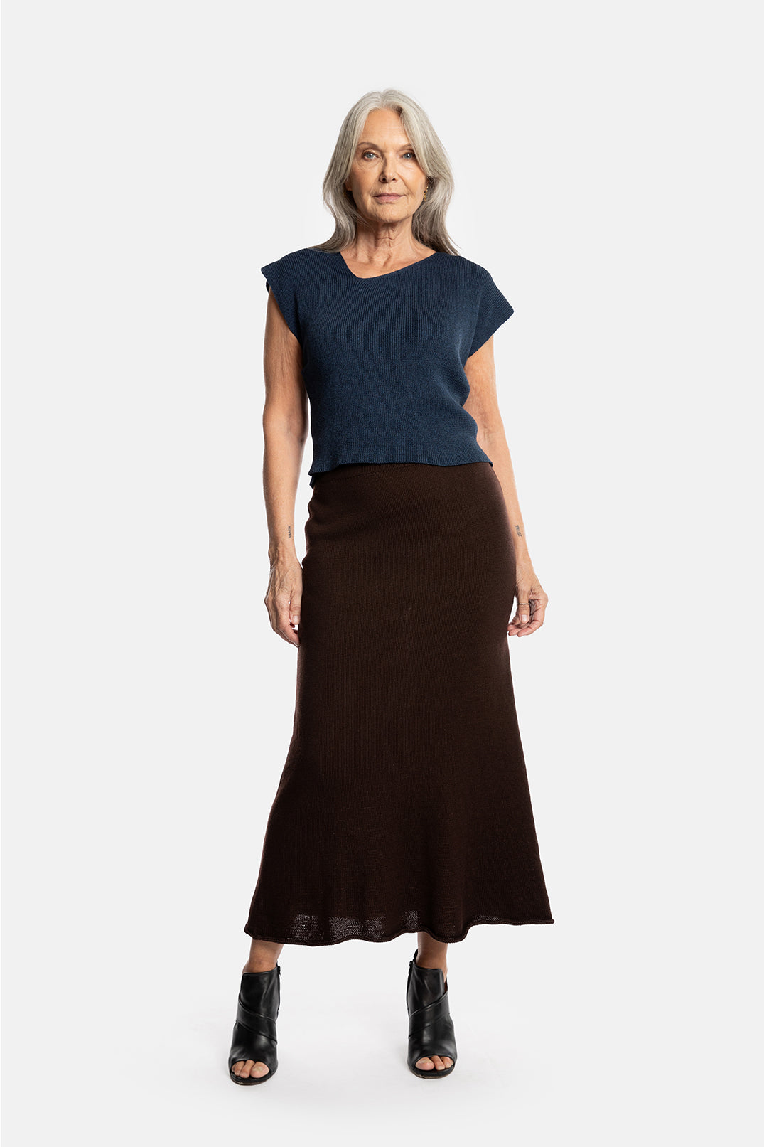ROXANNE rok bruine katoen en merino
