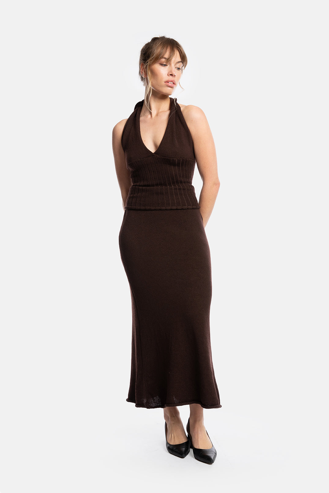 ROXANNE rok bruine katoen en merino