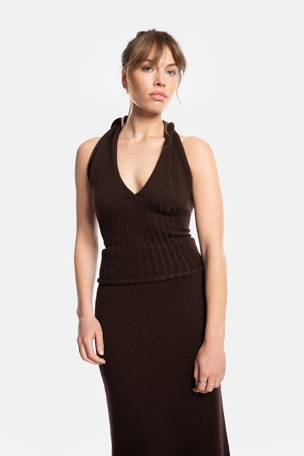 SARAH top bruine katoen en merino