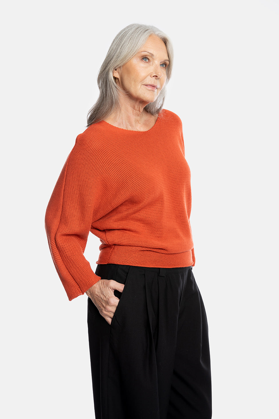 MELINA trui oranje katoen en kasjmier