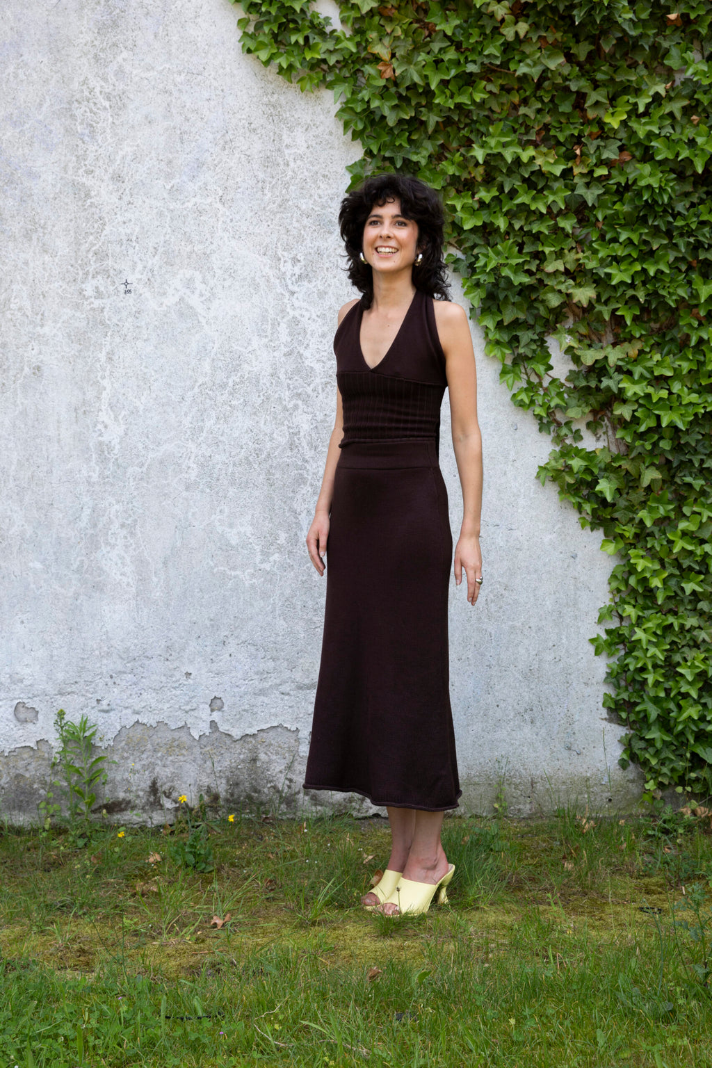 SARAH top bruine katoen en merino